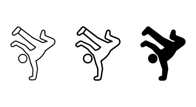 Breakdance Icon Set, Hip Hop Dancer Silhouette, Urban Street Dance Vector Graphics
