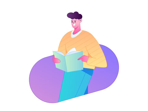 Character reading quietly vector concept operation hand drawn illustration
