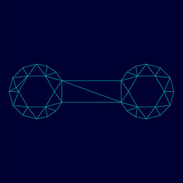 Spanner in low poly triangulation triangulated polygonal electric cyan blue vibrant aqua neon color vector illustration image outline contour line
