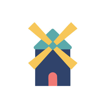 Flat illustration of a windmill