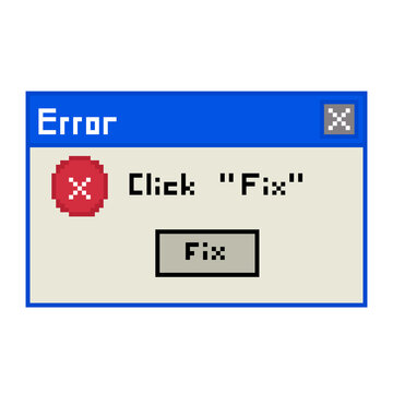 pixel art error window dialog box popup computer failure button icon