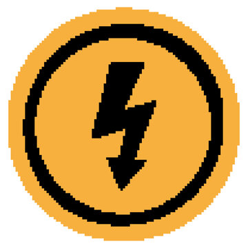 pixel art electric icon high voltage lightning circle power button