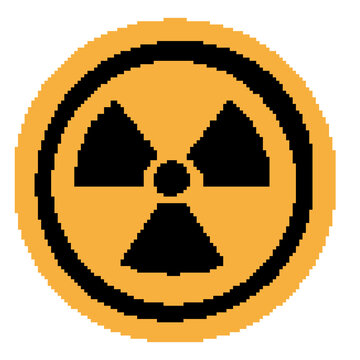 pixel art radioactive icon nuclear radiation circle hazard badge