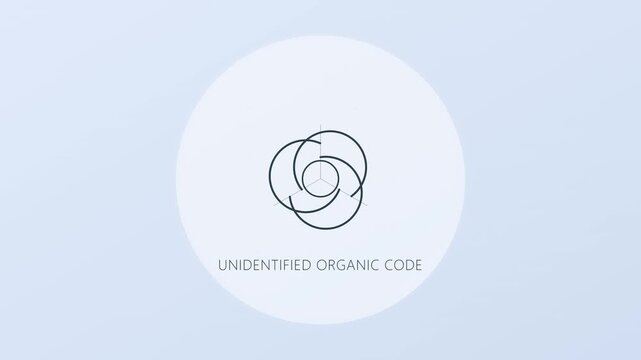 Minimalist geometric logo animation with unidentified organic code