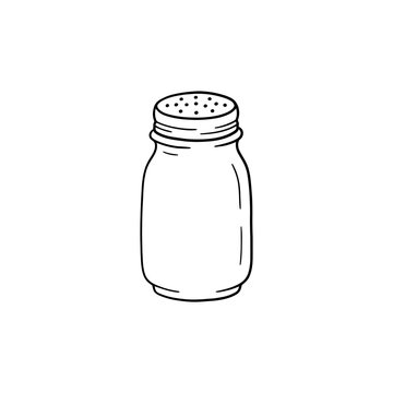 Salt shaker hand drawn outline sketch on transparent background for kitchenware product design or restaurant culinary menu branding vector illustration graphic art.
