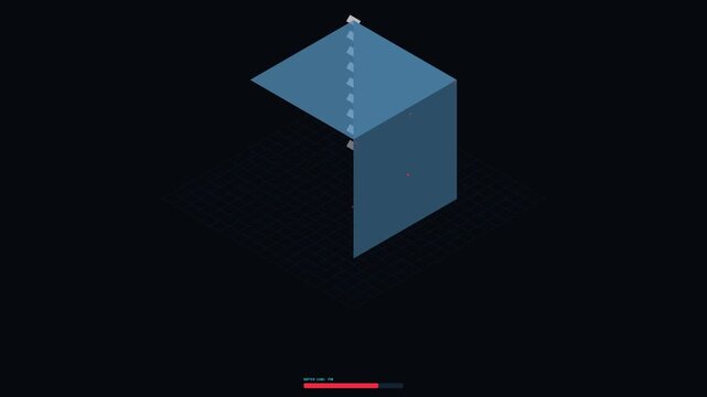 Abstract technology interface with blue isometric cubes and data hud