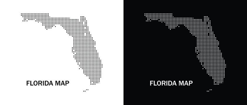 Dotted map of florida state, vector illustration