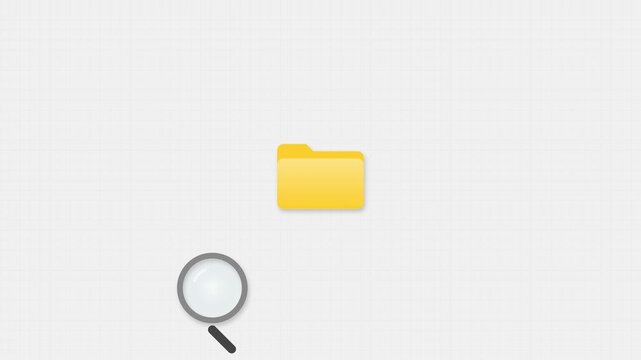 404 error page not found animation with yellow folders and search