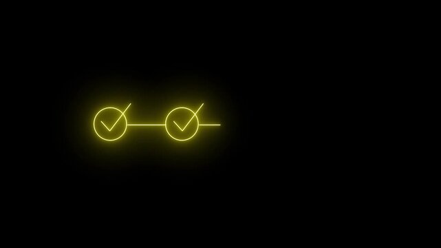 neon 4 step infographic process with check mark icon. infographic step by step process icon animation , step process success with check marks on black background 4k motion video.