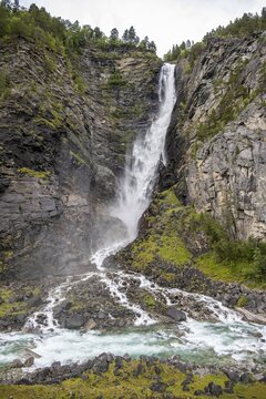 Sv&oslash;ufallet waterfall, &Aring;motan gorge, Gj&oslash;ra, Norway