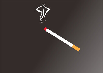 a lit cigarette smoking white on a black background. © Seledri 95