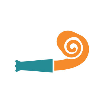 Teal and orange party blower