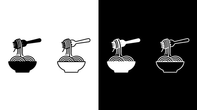 Italian Pasta Food Icons in Outline and Solid Vector Style