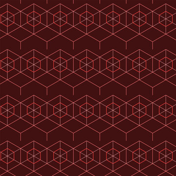 Geometric hexagon pattern red abstract background design.
