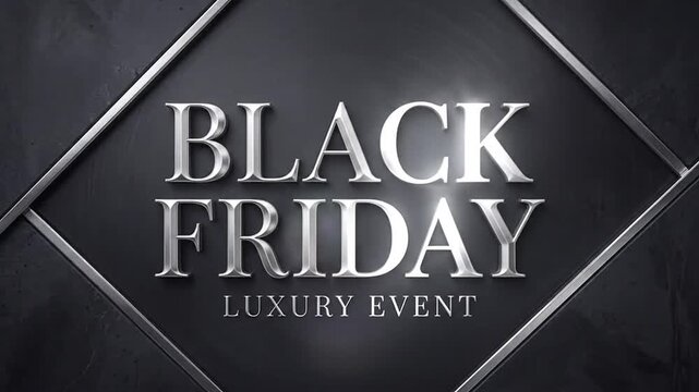 Metallic Silver Text Black Friday Luxury Event on Dark Slate Backdrop