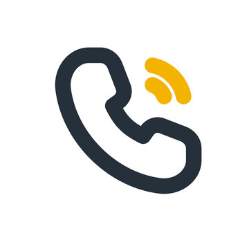 Phone handset with signal, call contact line icon