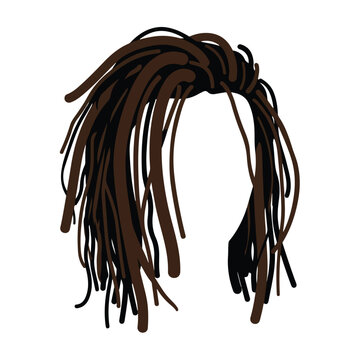 Dreadlocks hairstyle vector illustration isolated on white background