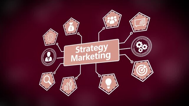 Digital marketing strategy infographic animation with business and network connections
