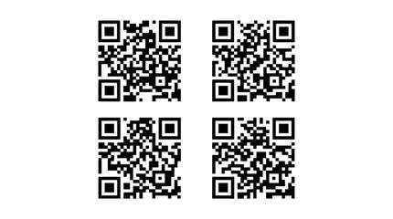 Fototapeta premium Minimalist QR Code Vector Set, Black and White Digital Barcode Elements, Scannable Square QR Code Collection for Business Marketing