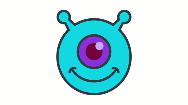 Cyan Alien Head Illustration 2K