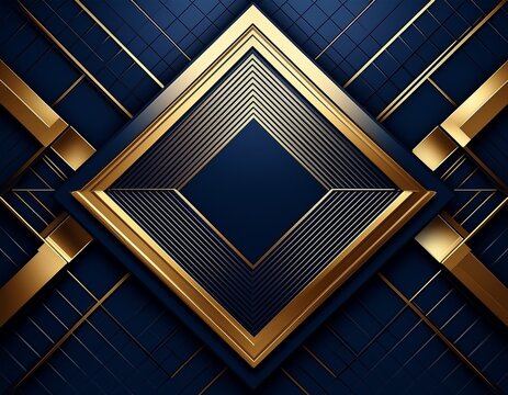 premium black and gold geometric square diamond shape golden frame on royal blue background dark blue golden royal awards graphics background
