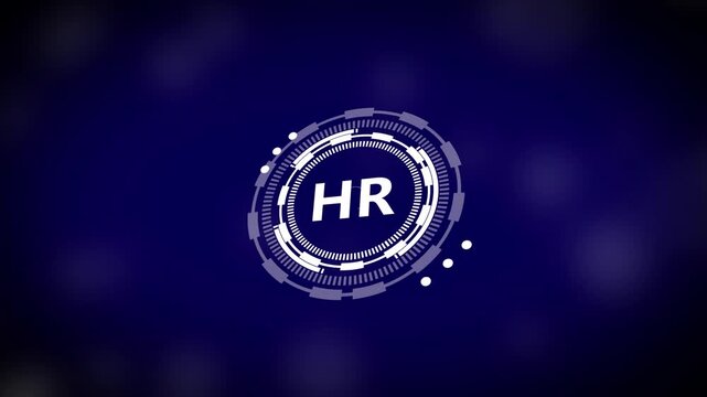 Hr human resources management digital hud interface with animated and data network recruitment