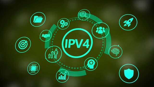I pv4 network protocol concept: digital hud interface with connected business and technology ipv4 internet