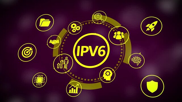 I pv6 network technology concept with animated digital interface and connected ipv6 internet protocol