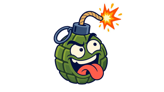 Angry grenade cartoon character illustration