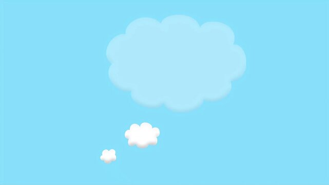Animated Thought Bubble Popping Up Step by Step with Click Sound Effect on Blue Background