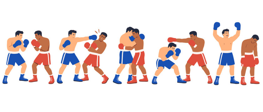 Boxers fighting in ring illustration