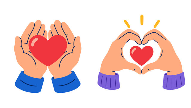 Hands holding heart illustration