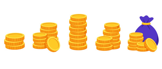 Naklejka na ściany i meble Gold coins stacks illustration