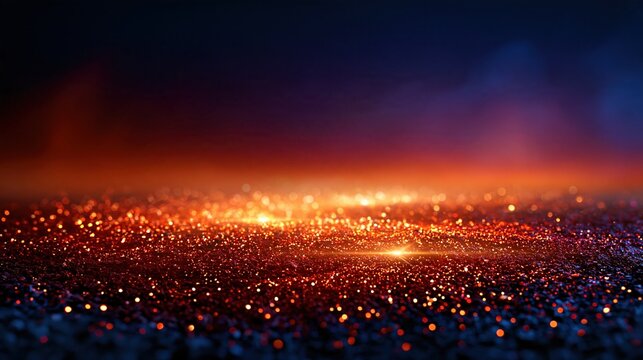 Abstract background of glowing embers and bokeh lights