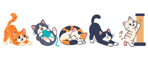Fototapeta premium Playful cats illustration