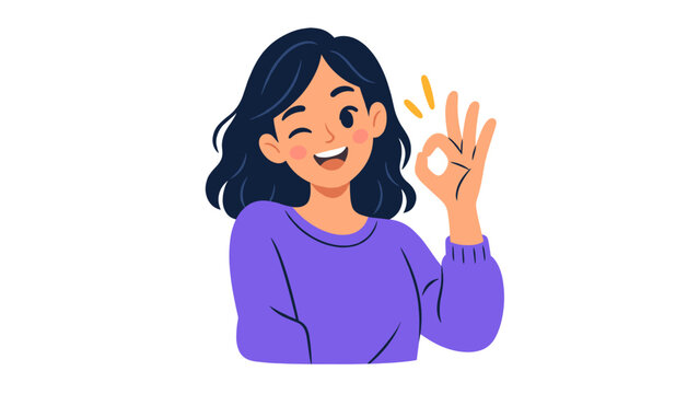 Woman making ok hand sign illustration