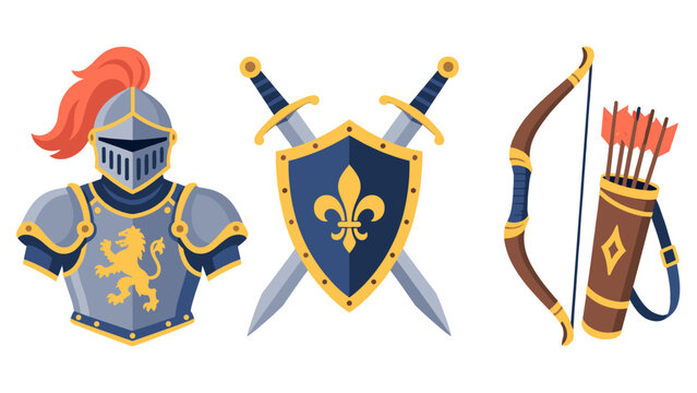 Medieval armor and weapons illustration