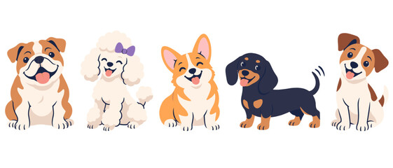 Obraz premium Cute dog breeds illustration