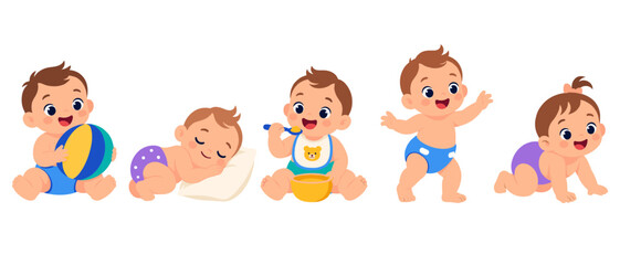 Fototapeta premium Baby growth stages illustration