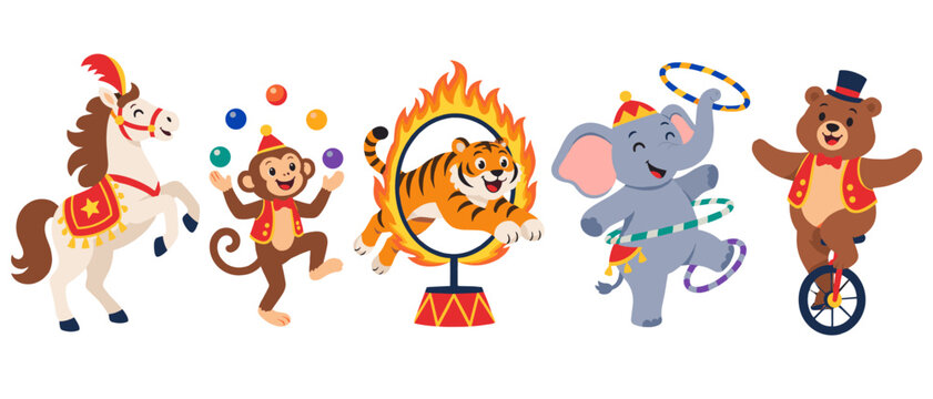 Circus animals performing illustration