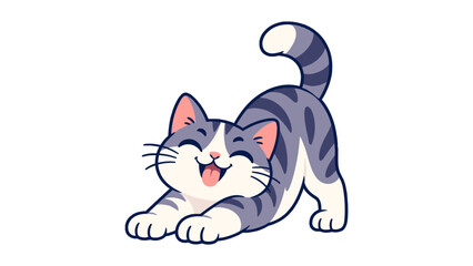 Playful cat stretching illustration © Andrei