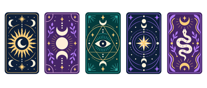 Mystical tarot cards illustration
