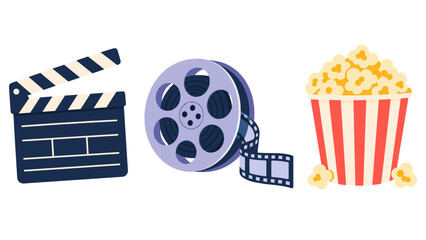 Naklejka na ściany i meble Movie theater items illustration