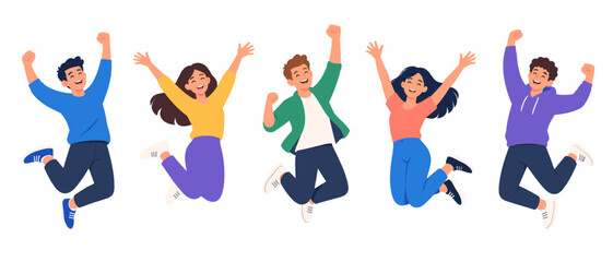 Obraz na płótnie Canvas People jumping for joy illustration