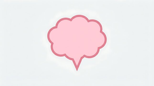 A delicately hand drawn pink speech bubble illustration stands alone on a spotless white backdrop perfect for communication design and conceptual projects
