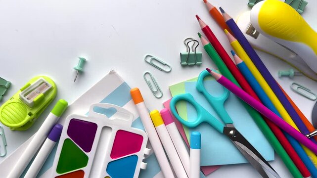 Colorful school supplies back to school concept