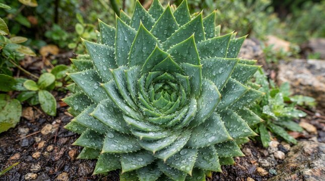 Aloe vera with water drops