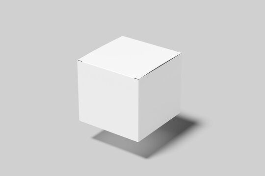 Blank Square Box mockup with white background 3d rendered