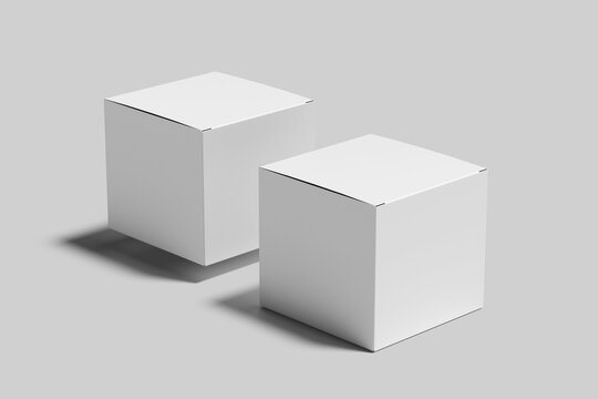 Blank Square Box mockup with white background 3d rendered