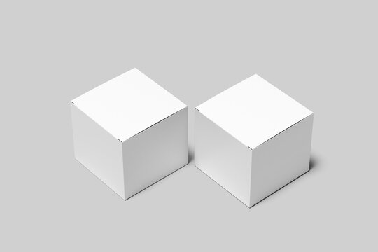 Blank Square Box mockup with white background 3d rendered